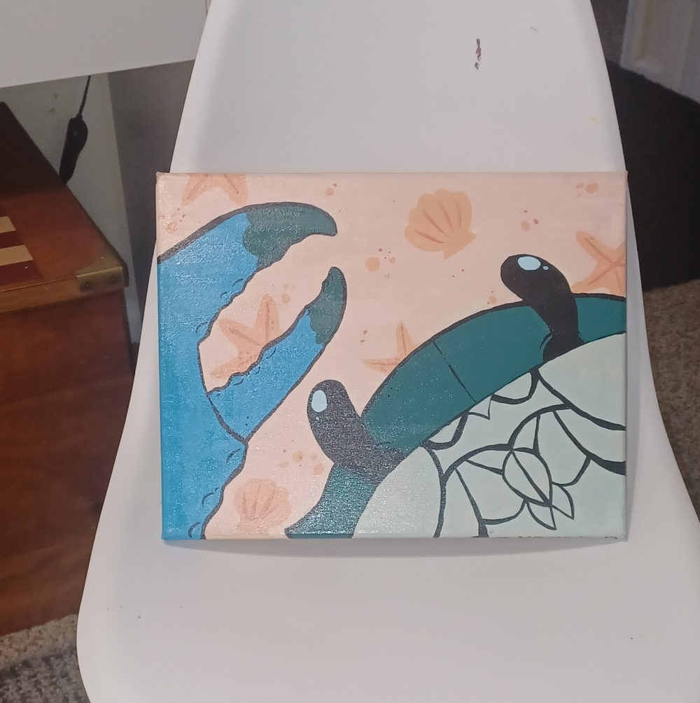 Original Acrylic Colorful Blue Crab Canvas Art